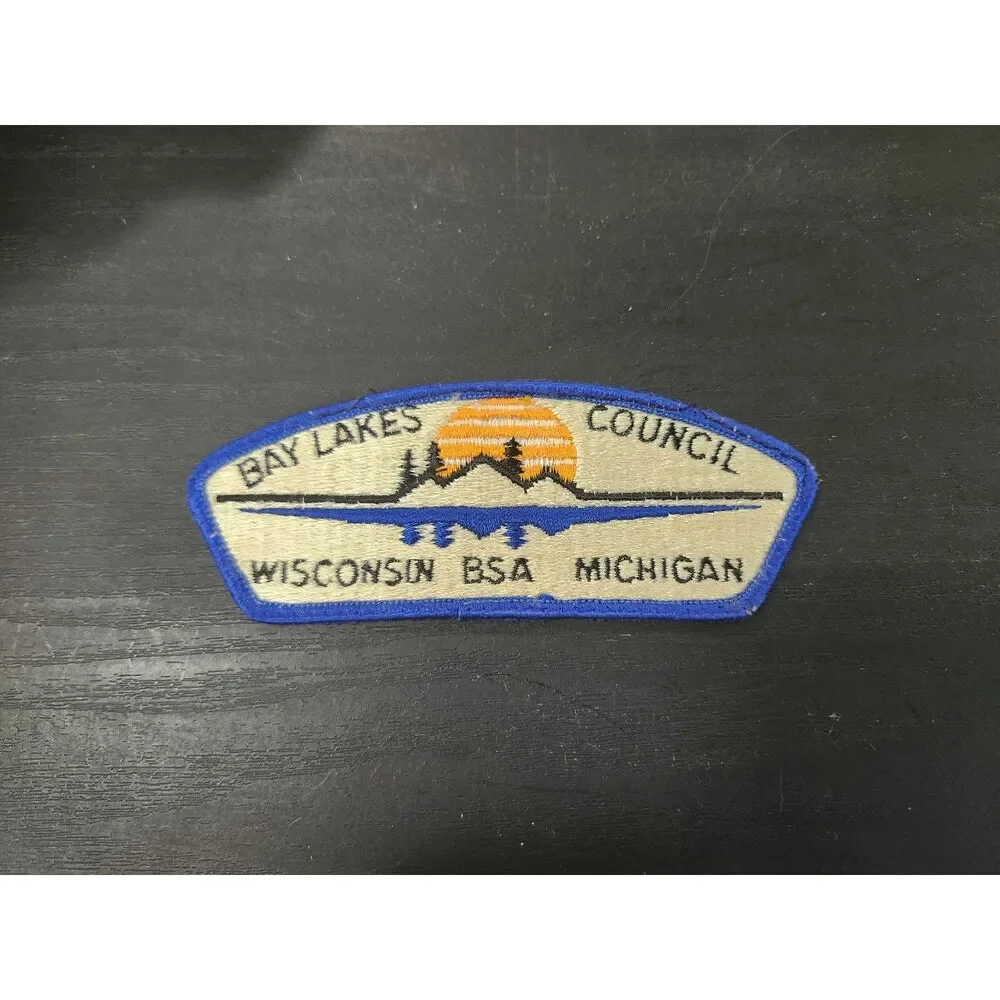 Bay-Lakes Council BSA Patch Wisconsin Michigan Boy Scouts Sunset Design Vintage